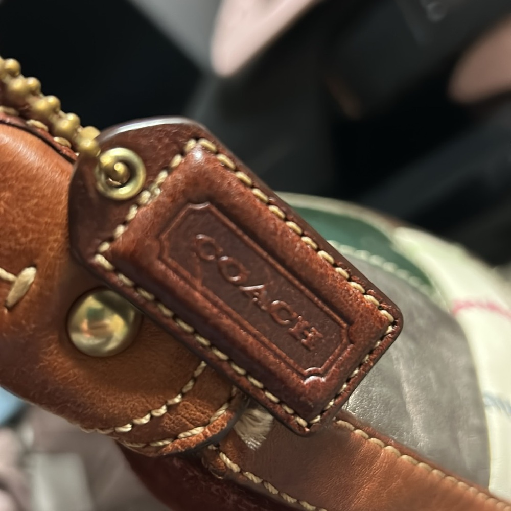 Coach Brown and Green Shoulder Bag - Picture 10 of 10